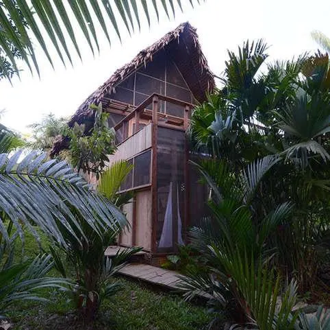 Wooden cabin at Calanoa Reserve near Mocagua