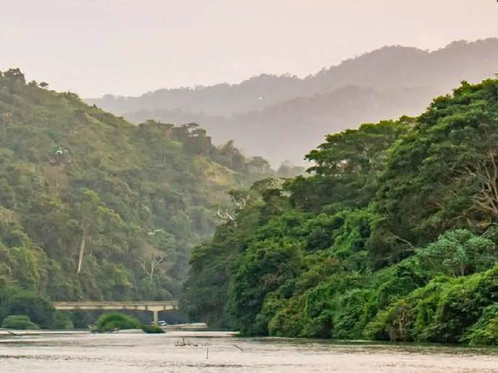 Don Diego River between mountains at dusk
