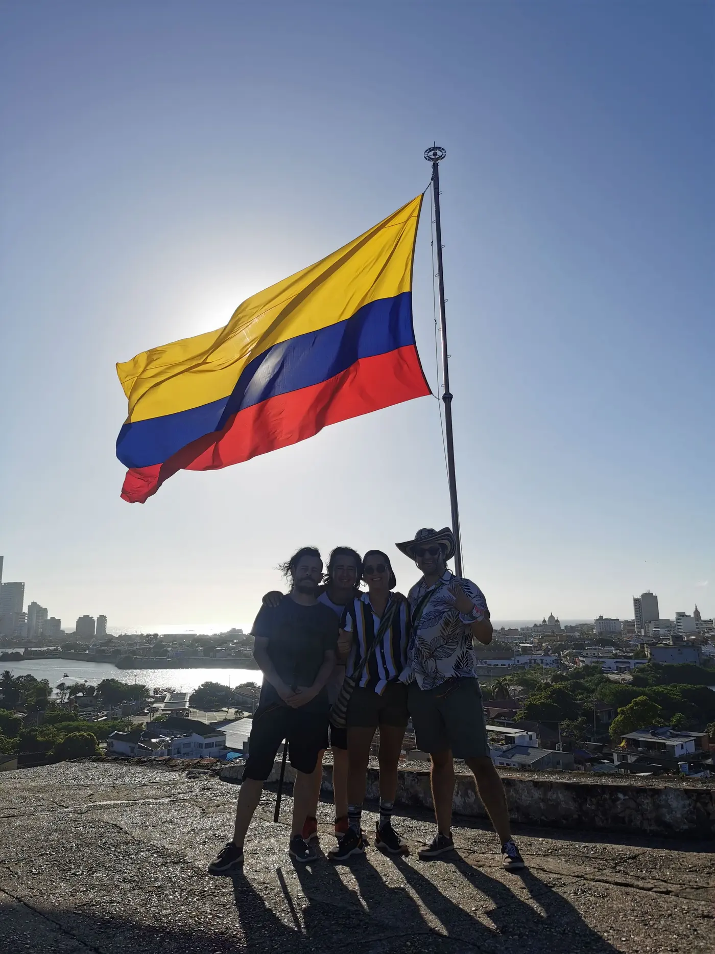 Colombian flag flying above the fortress