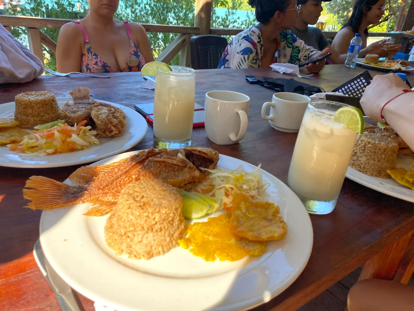 Breakfast with fresh juice served at a shared table
